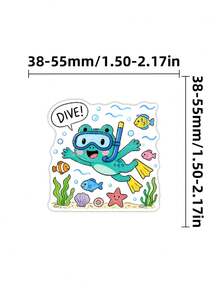 50Pcs Cute Multirole Frog Stickers, Colorful Cartoon Frog Different Job Hobby Waterproof Decals For Luggage Notebook DIY Craft Holiday Gift - Multicolor - View 4