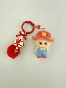 Unisex Adult Keychain, Flocked, Solid Plastic, Fashionable Cute Cartoon (Accessory Pattern & Color Random) - Multicolor - View 12