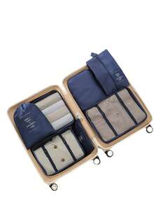 7pcs Large Capacity Travel Storage Bag Set, Portable Clothing Travel Storage Cubes, Makeup Bag, Waterproof Large Capacity Clothing Storage Bag, Luggage Organizer, Holiday Essential - View 12