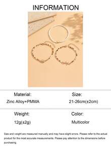 3pcs/Set Vacation Ocean Style Fish Starfish Shell Decor With Brown White Rice Beads Fashion Versatile Anklet Women's Foot Jewelry Suitable For Summer Beach Outings Daily Wear Rice Bead Color And Size Are Random And Not Fixed - Multicolor - View 5