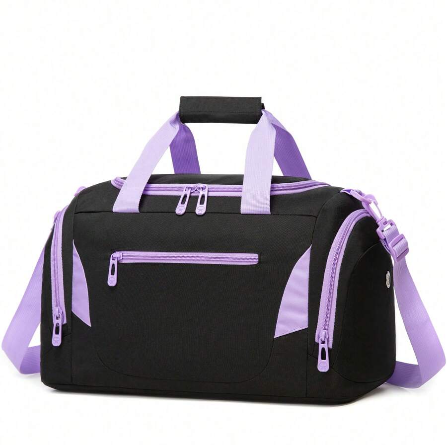 Small Travel Bag For Kids, Travel Bags For Girls And Boys With Shoe Compartment, Children's Travel Bag, School Travel Bags - 黑紫色 23003 - 查看 1