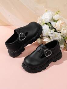 New Style Girls' Black Leather Shoes, Versatile Shoes, Spring/Autumn Children's Shoes - Black - View 1