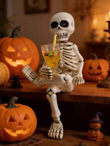 1pc Halloween Skeleton Planter Plant Decor, Funny Skeleton Statue Flower Pot, Suitable For Halloween Party Decoration, Halloween Gift, Balcony Potted Plants, Party Tabletop Decor, Haunted House Atmosphere Setup And Holiday Photo Props - One Size Fits All - View 2