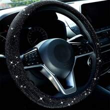 1pc Car Accessories Black/Silver Car Steering Wheel Cover, Rhinestone Car Steering Wheel Cover Without Inner Ring, Car Diamond Elastic Steering Wheel Cover, Full Rhinestone Car Steering Wheel Cover - One Size Fits All - View 13