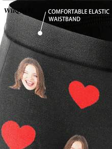 1pc Custom Face Boxer Briefs For Men,Personalized Photo Underwear With Red Heart Design,Best Gift For Husband Boyfriend,Perfect Valentine's DayForever - Black - View 5