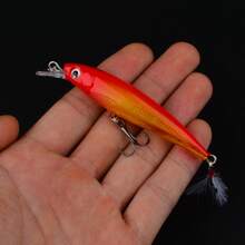 1pc 3D Bio-Mimetic Artificial Feather Sinking Minnow Lure With Laser Eyes, High-Pitch Hook Hard Bait For Outdoor Fishing - Multicolor - View 12