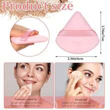 6/20/24/50/60/100 piezas Borla de polvo triangular, Borlas de polvo suelto para maquillaje, Borla de polvo fijador para maquillaje, Almohadillas de borla facial para polvo prensado, Aplicador de esponja de polvo para rostro y ojos (Rosa) - Rosa - Ver 4
