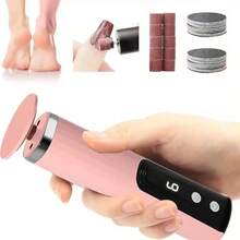 2-In-1 Electric Foot File And Nail Buffer, 6 Adjustable Speeds, USB Rechargeable 1200mAh, Foot Care Tool, Removes Dead Skin And Calluses, Improves Dry Rough Heels, Creates Smooth Foot Skin - Pink - View 3