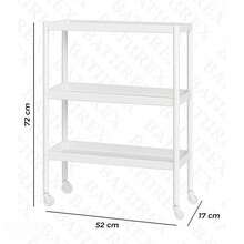 1 Piece Practical Narrow 3-Tier Mobile Storage Trolley, White Smooth Surface Thin Gap Design Equipped With Four Universal Rolling Casters, For Household Kitchen Bathroom Dorm Laundry Area, Storage Stand, Organizer Rack, Spice Container - Storage Rack - View 4