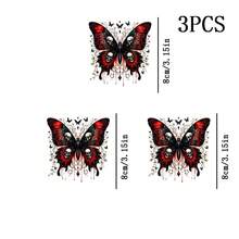 1pc/2pcs/3pcs Butterfly Skull Pattern Iron-On Heat Transfer Illustration Design DIY DTF Transfer Stickers, Washable Heat Press Decals, Suitable For T-Shirts, Pillows, Sweatshirts, Backpacks - Durable PVC Material For Halloween - Multicolor - View 10