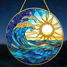 Dawn Print Acrylic Pendant Under Raging Waves, Multi-Functional Party Gift, Suitable For Birthday And Party, Used For Event Decoration And Gift, Party Gift Accessory, Durable Acrylic - Round - View 1