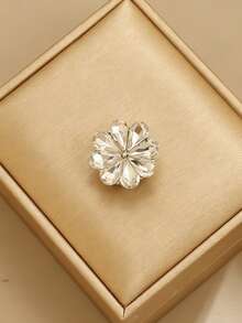 1pc Rhinestone Flower Cufflinks, Elegant Versatile Shirt Cuff Decor, Exquisite Cufflinks Collar Accessories For Women - Flowers - View 4