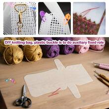 2pcs Large Pre-Cut Plastic Mesh Fabric Set (2 Mesh Templates + 2 Metal Chains + 4 Large Hole Plastic Needles + 14 Positioning Buckles + 4 D-Rings + 2pcs Of Snap Fasteners), Reusable Transparent Woven Mesh, Suitable For DIY Crochet/Knitting And Handbag Making, Ideal Gift For Craft Enthusiasts - Default - View 3