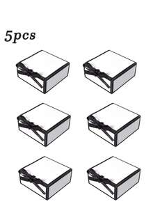 Black & White Contrast Minimalist Luxury Gift Box, Gift Boxes With Lids, Black Satin Ribbon Bow Jewelry Packaging Box, Flip-Top Creative Gift Box, Blank Design For DIY Text (Wedding Theme,Blessing,Teachers' Day, Christmas) - Multiple Styles - View 9