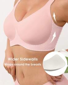 MINTREUS Women's Bras, Wireless Push-Up Support Bras, Wire-Free Comfort, Full Coverage, Seamless - 粉色 - 查看 5