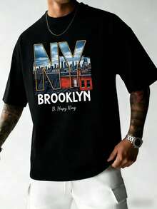 Za Unisex T-Shirt 100% Cotton Regular Fit With Graphic Print, Short Sleeve, Casual Style, Summer Streetwear, Urban Style, Printed Top, Vintage Fashion, Soft And Breathable. - 藍白色 - 查看 1