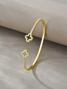 Juego de pulseras doradas, cobre texturizado versátil con incrustaciones de circonita, adecuado para uso diario, reuniones, citas, fiestas, regalos - Dorado - Ver 4
