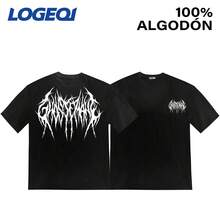 Men's Oversized T-Shirt, 200g Cotton, Streetwear Sadboy Style | Loose Fit, Casual Short Sleeve Urban Fashion For Everyday Wear, Unisex Summer Clothing, Streetwear - 軍綠色 - 查看 2