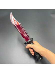 1pc Halloween Decoration Toy Realistic With Blood Horror Cleaver Zombie Makeup Prop Blood Knife - Multicolor - View 6