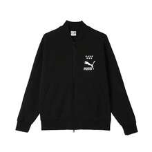 Puma 春秋時尚印花LOGO男士棒球領拉鍊長袖針織夾克運動外套 62809401 - 黑色 - 查看 1