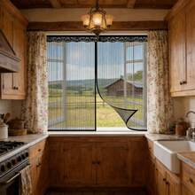 Magnetic Mosquito Screen, Window Mosquito Net, Dense Polyester Fiber Mesh, Magnetic Closure Screen Door/Window To Prevent Mosquitoes And Flies From Entering, With Hook & Loop & Thumbtacks - Black - Black - View 9