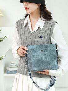 Multi-Layer Small Crossbody Bag For Women, Fashionable Casual Nylon Fabric Lightweight Large Capacity Shoulder Bag, Suitable For Work, Commute, Daily Outings, Shopping And Dating - Blue - View 3