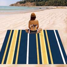 1pc Artistic Striped Pattern Beach Mat, Extra Large Beach Mat, Lightweight And Durable. Perfect For Travel, Camping And Picnic. Adult Extra Large Size. Perfect For Beach And Outdoor Adventure (Not A Beach Towel) - Multicolor - View 1
