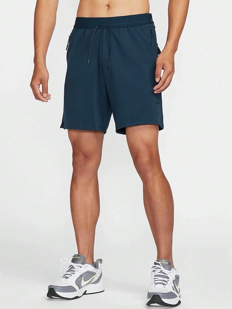 Nike 繫帶純色直筒舒適柔軟休閒短褲 男款 深藍色 - 深藍色 - 查看 1