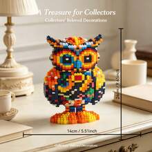 1680pcs Large Patterned Owl Building Blocks Set, Creative Interlocking DIY Assembly Toy, Suitable For Adults And Teens, Party Games, Office And Home Decor, Durable Plastic Construction Kit - Blue and White - View 2