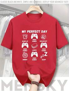 En'S Summer Breathable Casual Gamer'S Perfect Day Graphic Tee - Loose  Short Sleeve - 白色 - 查看 6