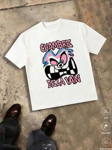 Za Unisex T-Shirt 100% Cotton Regular Fit With Graphic Print, Short Sleeve, Casual Style, Summer Streetwear, Urban Style, Printed Top, Vintage Fashion, Soft And Breathable. - 紫丁香色 - 查看 1