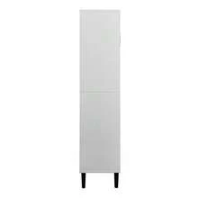 Tall Bookcase With Tempered Glass Door And Adjustable Shelf, 4 Doors, Lacquered MDF Furniture, Black, Storage For Living Room And Bedroom - White - View 8