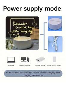 1pc Solid Color DIY Acrylic 3D Night Light, Customizable, USB Powered, Visual Atmosphere LED Light Decor, Suitable For Memo, Gift, Home Decor, Daily Entertainment - Rectangular DIY Board With Heart Design - View 9