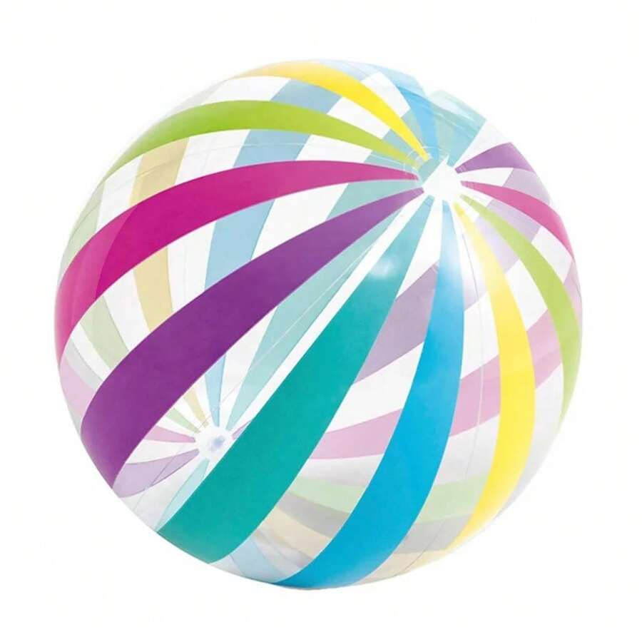 Inflatable Beach Ball For Kids, Transparent And Striped, Water Toy For Outdoor Pool Games - 40cm Color Stripe - View 1