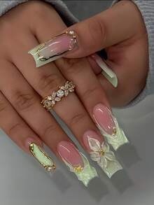 600pcs Extra Long Transparent Square Press-On Nails, Acrylic Soft Glue Full Coverage Artificial Nail Tips, Suitable For Nail Extensions, DIY And Salon Use - Clear - View 6