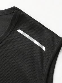Men's Sports Tank Top Summer Quick-Dry Elastic Sleeveless T-Shirt Round Neck Reflective Print Fitness Outdoor Training Top - Black - View 5