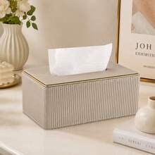 PU-Leder Taschentuchbox-Abdeckung mit Goldrand, geeignet für Restaurant, Badezimmer, Hotel, elegant und einzigartig, Taschentuchbox, Servietten-Halter, Heim-Küche-Schlafzimmer-Wohnzimmer-Esszimmer Dekoration - Verschiedenfarbig - Übersicht 10