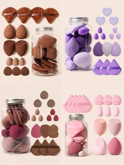 15/1pc Reusable Makeup Sponges, Makeup Powder Puffs, Facial Makeup Tool Set, Round Setting Powder Puff, Makeup Small Tools, Dry And Wet Dual-Use Powder Puff, Blush Powder Puff, Cushion Powder Puff, Loose Powder Puff, Beauty Sponge, Suitable For Foundation, Powder, Lotion And More