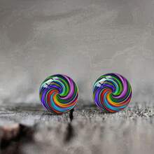 1 Pair Rainbow Heart Glazed Stainless Steel Stud Earrings, Elegant And Cute Style Earrings For Men Women, Daily Party Wear, Back-To-School Season Gift - Multicolor - View 2