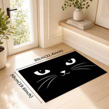 1/2pcs Black And White Cat Pattern Kitchen Mat Door Mat Polyester Absorbent Non-Slip Floor Mat Home Entrance Mat Bathroom Rug Living Room Bedroom Balcony Floor Mat Stain-Resistant Quick-Drying Durable Mat Suitable For Coffee Shop Bar Holiday Party Home Decor Pet Mat - Multicolor - View 11