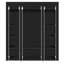 69 Inch Portable Closet Organizer Wardrobe Closet Clothes Organizer, Black Non-Woven Fabric Clothes Closet Wardrobe Storage Organizer, Easy Assembly Sturdy Durable Garment Storage For Bedroom - 1 - View 9