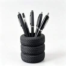 創意逼真輪胎造型筆筒，汽車愛好者桌面配件，趣味個性化辦公桌收納桶，文具辦公化妝刷收納裝飾 - 輪胎造型 - 查看 5