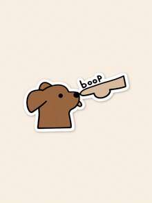 趣味「Boop」狗狗貼紙，極簡可愛小狗車用防撞貼紙乙烯基貼紙，適用於汽車與卡車，幽默防水寵物愛好者貼紙，適用於筆電、水壺與保溫杯 - 彩色 - 查看 1