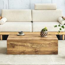 Rectangular Coffee Table With Wood Grain Finish. Dimensions: 90*50*30 Cm, MDF Material, No Assembly Required. - 木頭 - 查看 3
