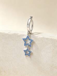 1pc Fashionable Luxury Star Cubic Zirconia Navel Ring, Body Piercing Jewelry For Women, Party Accessory - Star - View 8