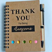 1 Set Spiral Bound Inspiration Notebook, Thank You Gift, Employee Appreciation Gift, With Sticky Notes And Motivational Pen - A - View 3