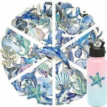 50pcs Ocean Creature Stickers With Gold Foil, Suitable For Laptop, Scrapbook, Journal, Water Bottle, Guitar, Helmet And Other DIY Decorations - 1 Set - View 11