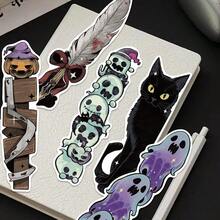 30 piezas de tarjetas de marcadores de libros de papel con formas vintage de Halloween, marcadores decorativos de páginas de libros para estudiantes y maestros, recompensas de aula, regalos de vuelta a la escuela, artículos de papelería duraderos, regalos de Halloween - Halloween retro - Ver 3
