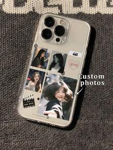 1件 DIY 4格照片拼貼客製化超薄透明 TPU 手機殼，適用於 Apple Duo/18ProMax/17ProMax/16Pro/15/14Plus/13Pro/12ProMax/11/XsMax/8/7/6Plus，商務高級風，送給領導、朋友、父親、母親、男友、女友的最佳禮物 - 無色 - 查看 3