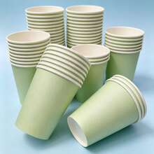 50/40/30/25/20/10/5pcs Paper Cups, Party Cups, Sage Green Paper Cups, Cold Drink Cups And Coffee Cups, Party Drinkware, Suitable For Birthday Parties, Weddings, Mother's Day - Light Green - View 15